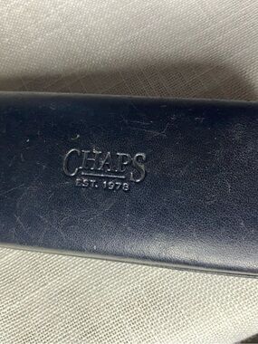 Chaps Men's Dark Black eyeglasses case with Embossed Logo